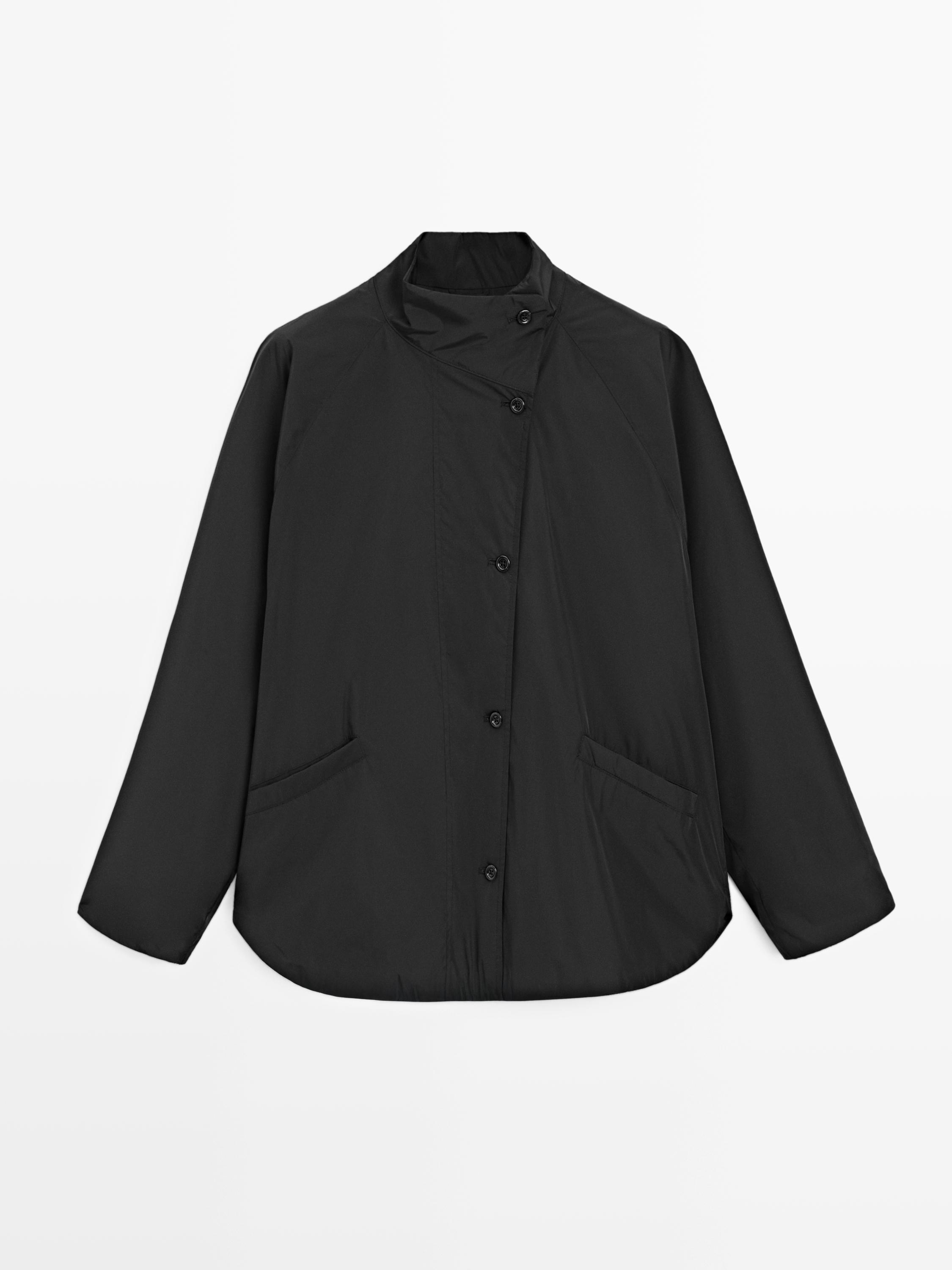 Short padded parka with collar detail